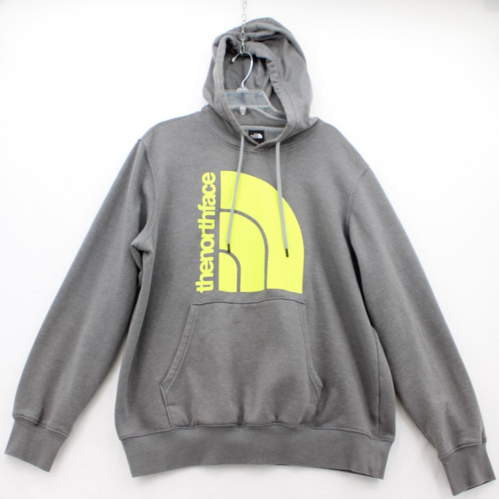 The North Face Hoodie Mens Large Gray Jumbo Half Dome Fleece Sweatshirt Pullover